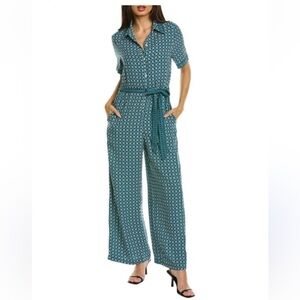 MAX STUDIO Blue & Green Wide Leg Cropped Ankle Jumpsuit Size S NWT
